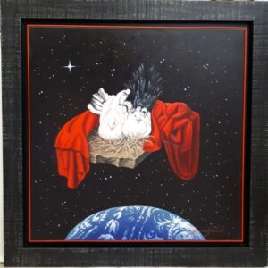 Βλαχογιάννης Νικόλαος ζωγραφική ελαιογραφία περιστέρια στο διάστημα