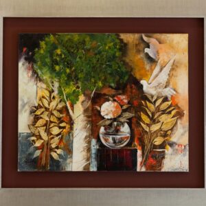 Μπίτσος Μανώλης μοντέρνο έργο με δέντρα και λουλούδια