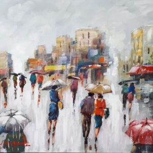 πίνακας του Μπουράνη μία πόλη βροχερί